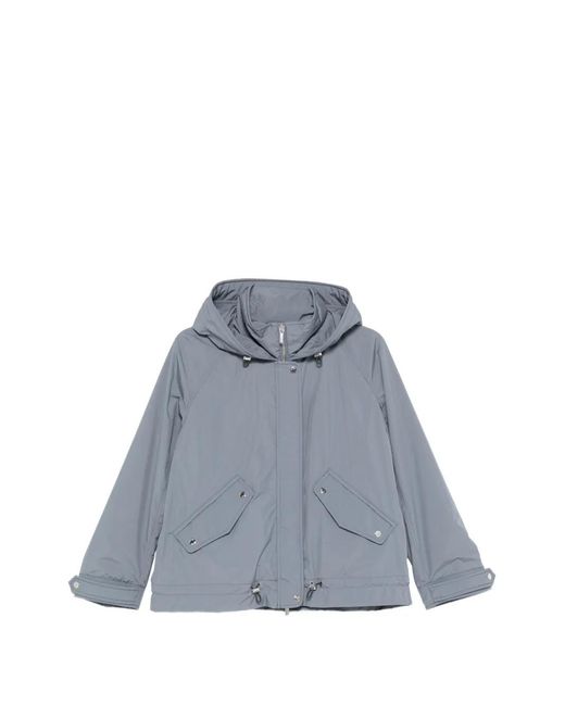 Moorer Blue Jill-Stp Hooded Pocket Jacket