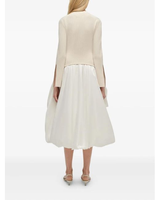Jonathan Simkhai White Knit-Top Balloon-Skirt Midi Dress