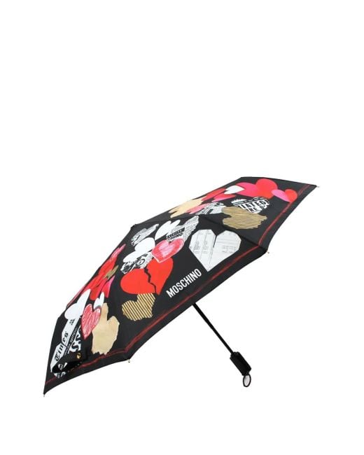 Moschino Heart-Print Umbrella in Black Lyst UK