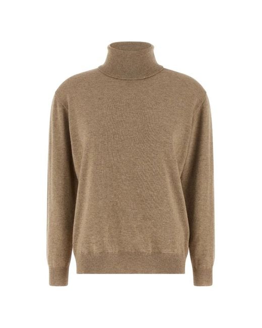 Brunello Cucinelli Natural Cashmere Roll-Neck Sweater