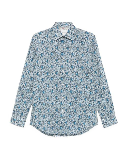 Paul Smith Blue Floral-Print Shirt for men