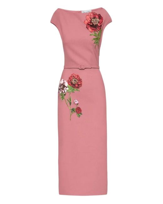Oscar de la Renta ベルテッド ドレス Pink
