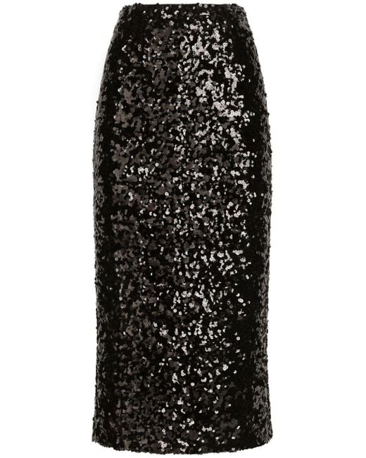 Falda de tubo midi con lentejuelas Dolce & Gabbana de color Black