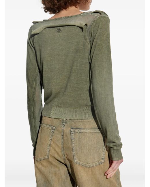Pull Drapé À Col V DIESEL en coloris Green