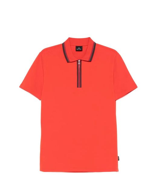 Paul Smith Red Half-Zip Regular-Fit Polo Shirt for men
