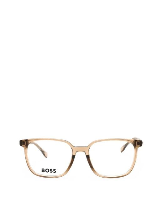 Boss Natural Rectangle-Frame Glasses for men