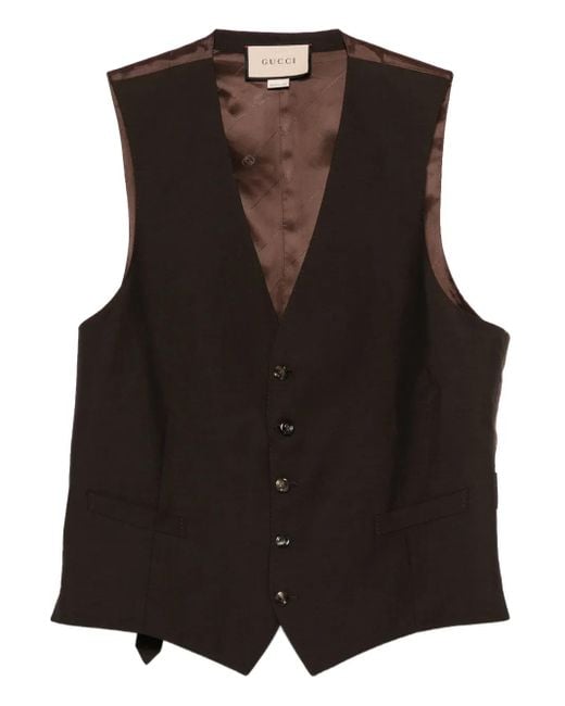 Gucci Black Button-Fastening Wool -Blend Waistcoat for men