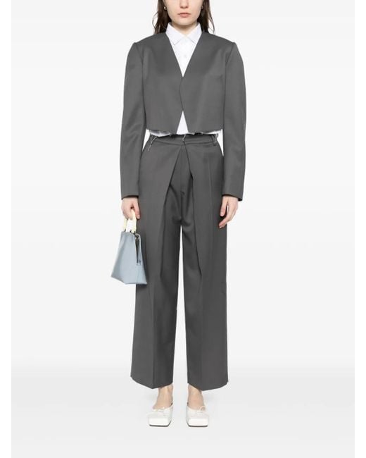 Low Classic Gray Collarless Jacket
