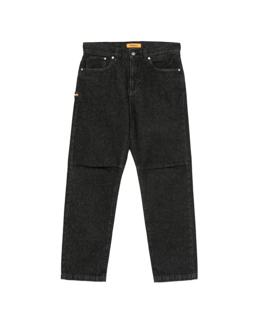 Replay Black Logo-Patch Straight-Leg Jeans for men