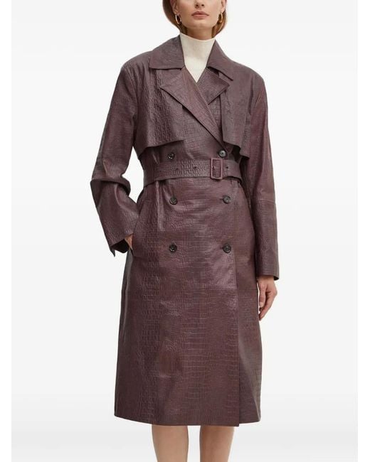 Boss Brown Manteau Ceinturé À Boutonnière Croisée