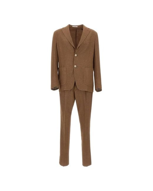 Eleventy Natural Single-Breasted Patch-Pocket Suit for men