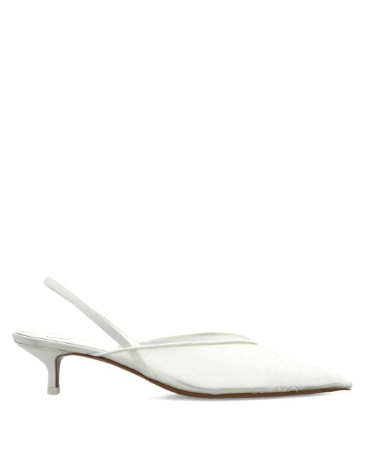 Neous White 40Mm Irena Lace-Detail Slingback Pumps