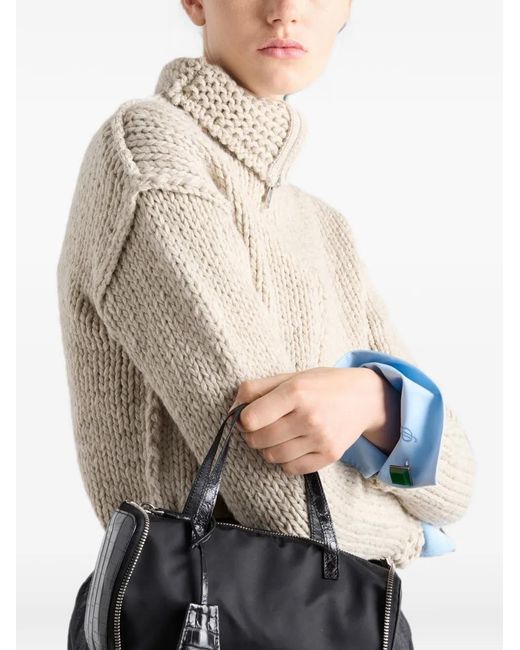 Prada White Cardigan Zippé En Laine