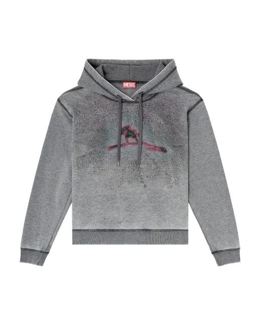 DIESEL Gray F-Normy Graphic Hooded Hoodie