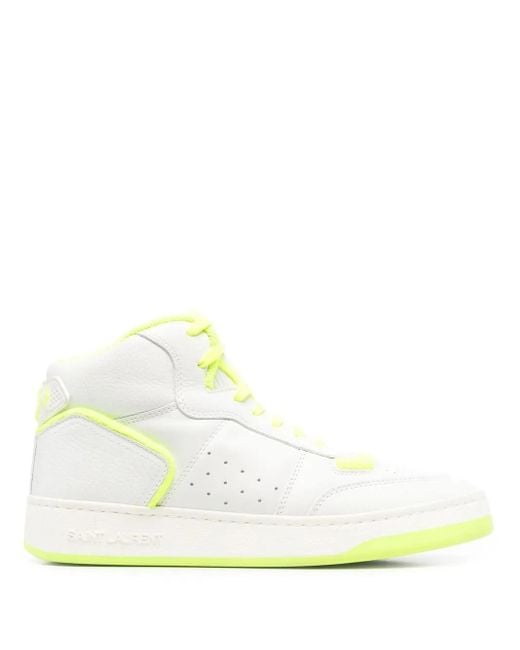 Saint Laurent White Two-Tone High-Top Sneakers