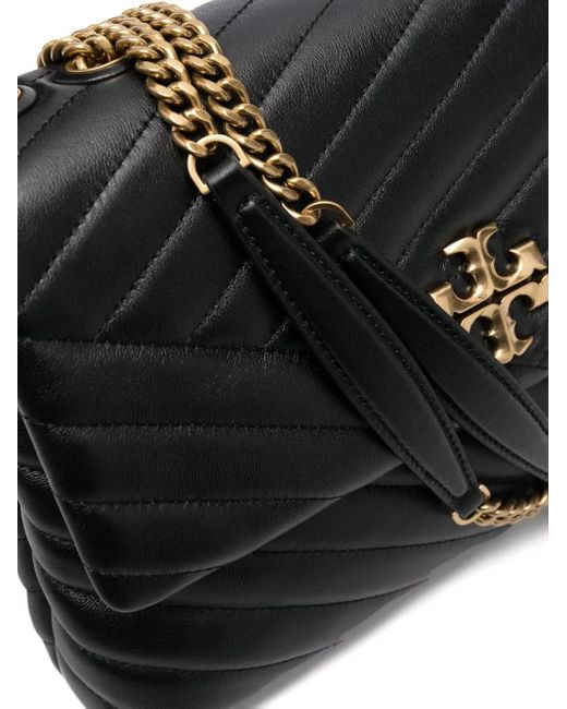 Tory Burch Black Kira Chevron Convertible Leather Shoulder Bag