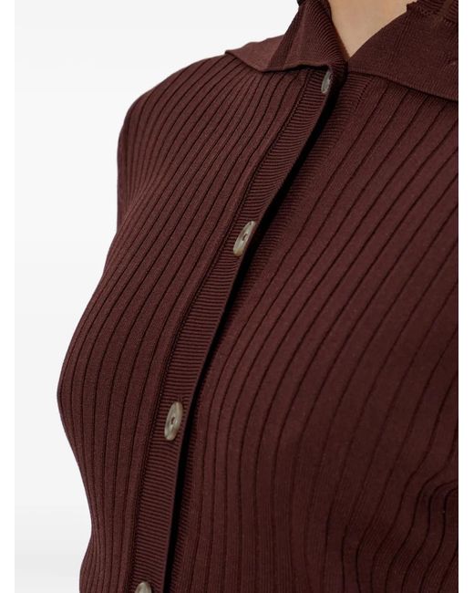 Entire studios Brown Ribbed-Buttoned Polo