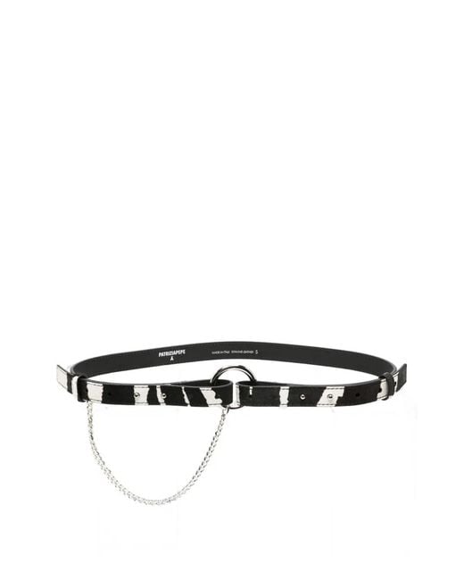 Patrizia Pepe White Zebra-Print Chain-Detail Belt