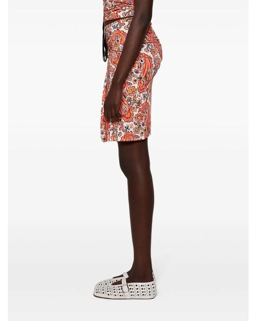 Rabanne Jupe Gathered-Detail Paisley-Print Skirt