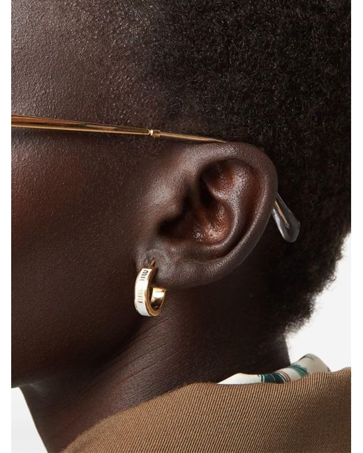 Miu Miu Metallic Enamel Hoop Earrings