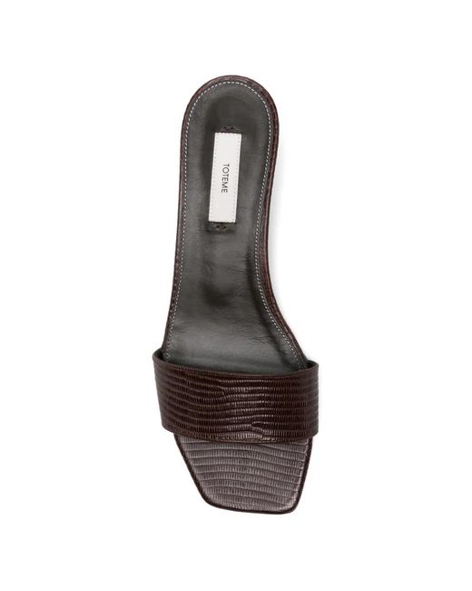 Totême White Lizard-Embossed Sandals