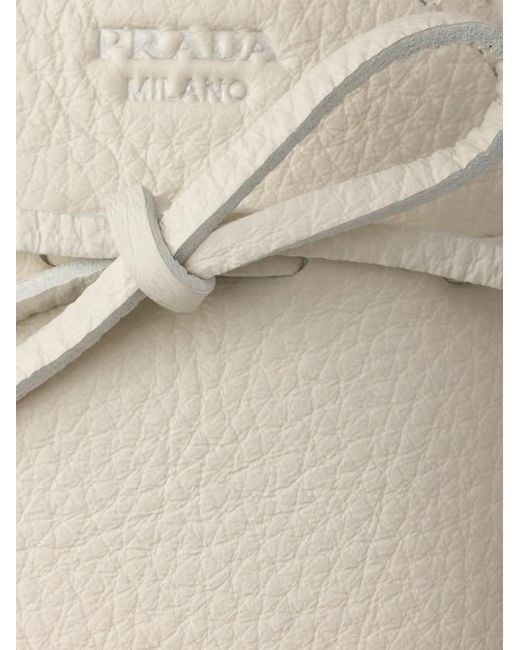 Prada White Tie Logo-Detail Boat Shoes for men