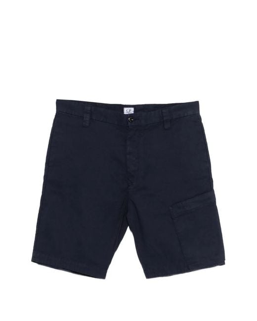 C P Company Blue Ottoman Regular Cargo Shorts for men
