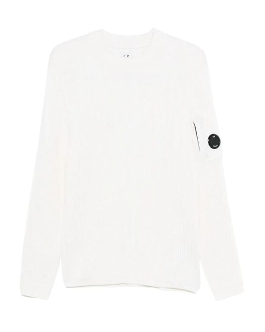 C P Company White C.P. Company Lens-Embellished Jumper for men