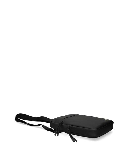 Lacoste Black Embroidered Logo Shoulder Bag for men