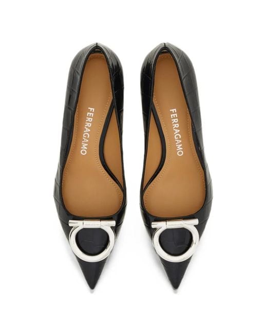 Ferragamo Black Maxi Gancini Pumps