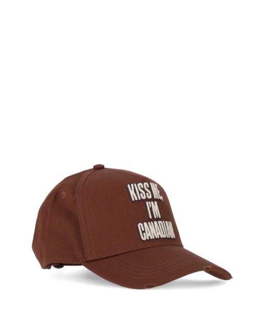DSquared² Brown Embroidered Baseball Cap for men
