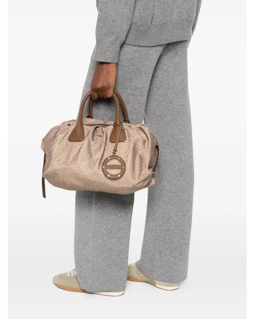 Borbonese Natural Print Handle Tote Bag