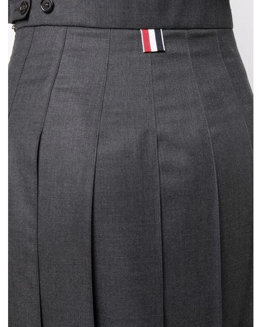 Thom Browne Black Dark Super 120's Twill Below Knee Pleated Skirt