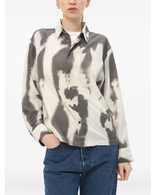 Carne Bollente White Abstract-Print Button-Up Shirt