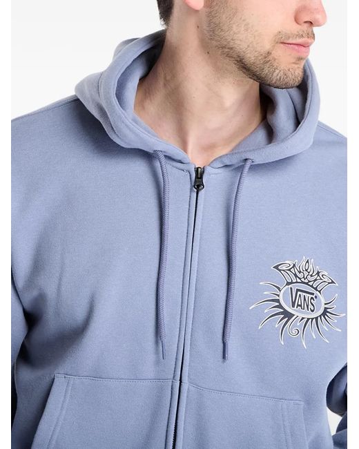 Vans Blue Logo-Print Zip-Up Hoodie for men