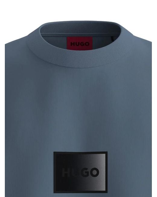 HUGO Blue Logo-Detail Sweatshirt for men