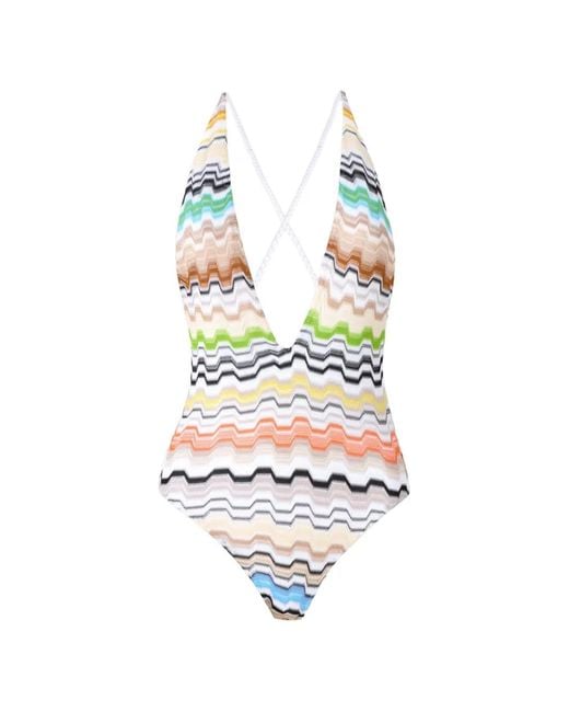 Missoni White Chevron-Pattern Swimsuit