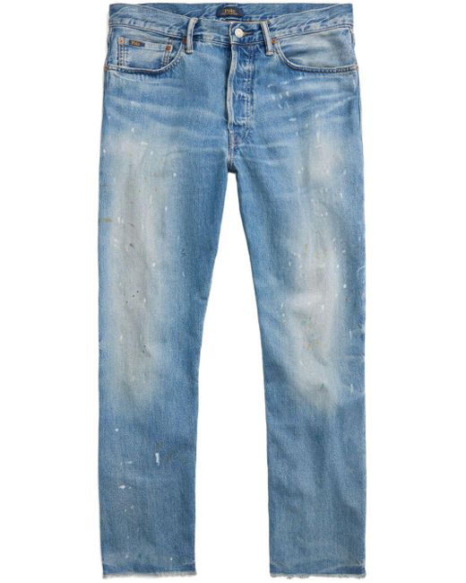 Polo Ralph Lauren Blue Distressed Straight-leg Jeans for men