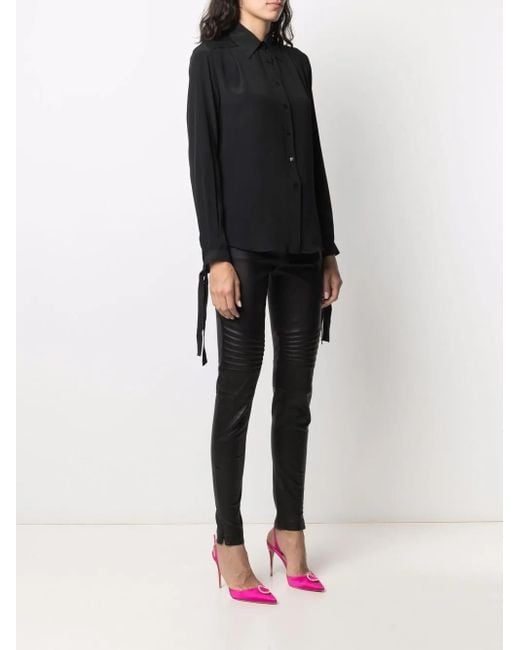 Philipp Plein Black Button-Down Silk Shirt