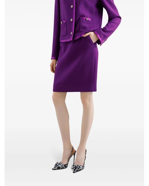 Dolce & Gabbana Purple Satin-Waistband Midi Skirt
