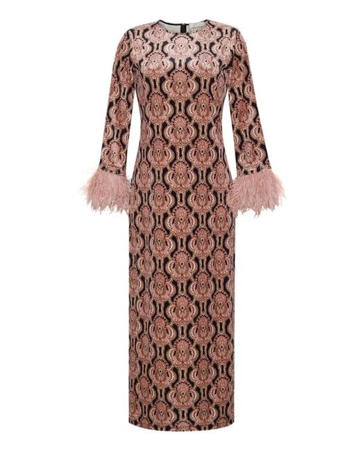 Vestido Danya con ribete de plumas Cara Cara de color White