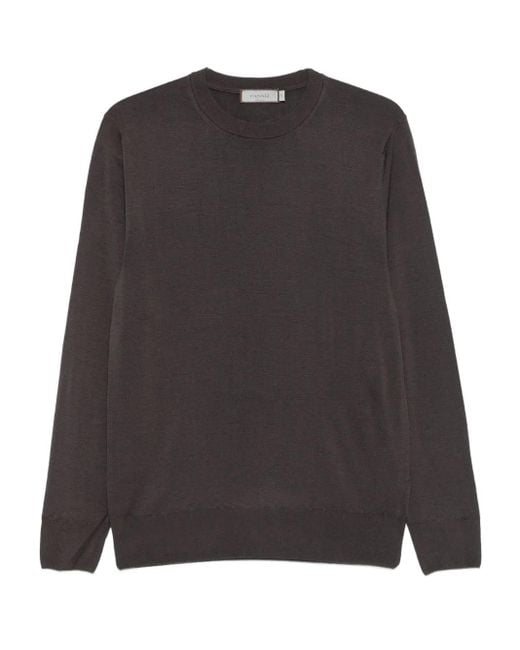 Canali Black Crew-Neck Wool Sweater for men