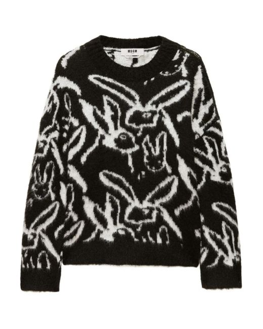 Camisa Con Estampado De Conejo MSGM de color Black
