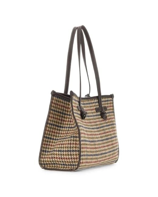 MARCELLA CLUB White Medium Marcella Houndstooth Tote Bag