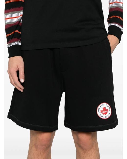 DSquared² Black Logo-Print Track Shorts for men