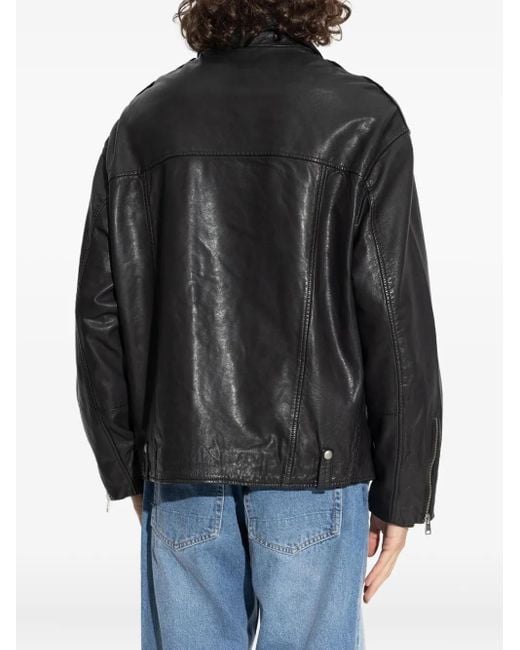 AllSaints Black Zip-Up Biker Jacket for men