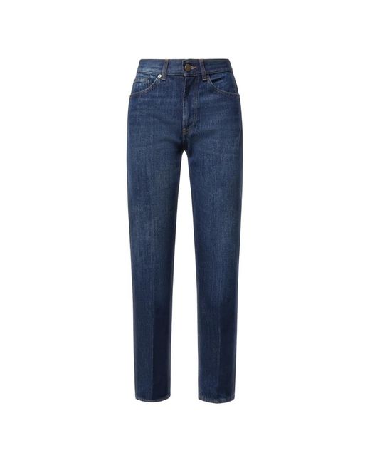 Dondup Blue Logo-Patch Straight-Leg Jeans