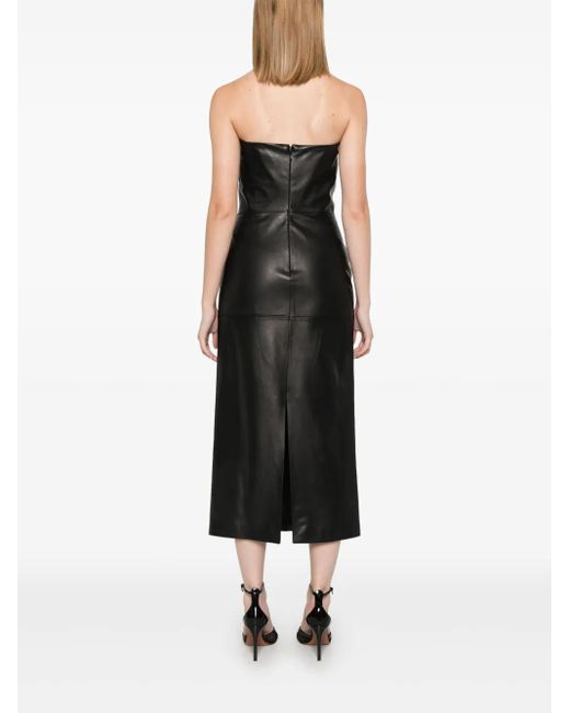 Nensi Dojaka Black Leather Midi Dress