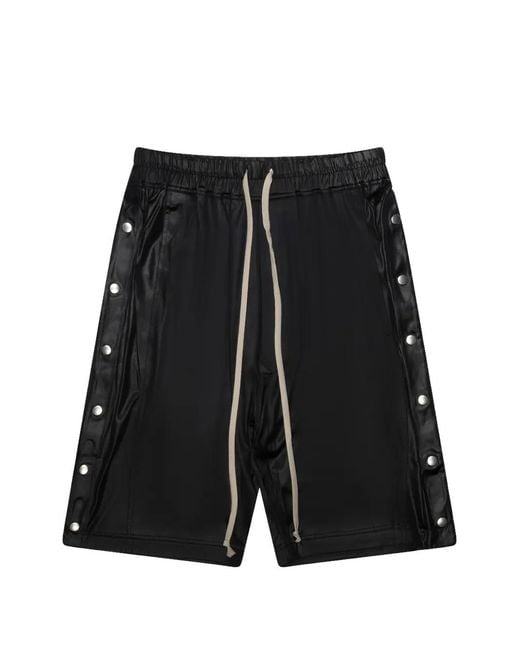 Rick Owens Black Pusher Press-Stud Shorts for men