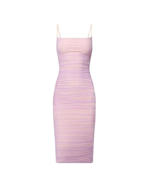 Hervé Léger Pink The Zia Ruched Midi Dress